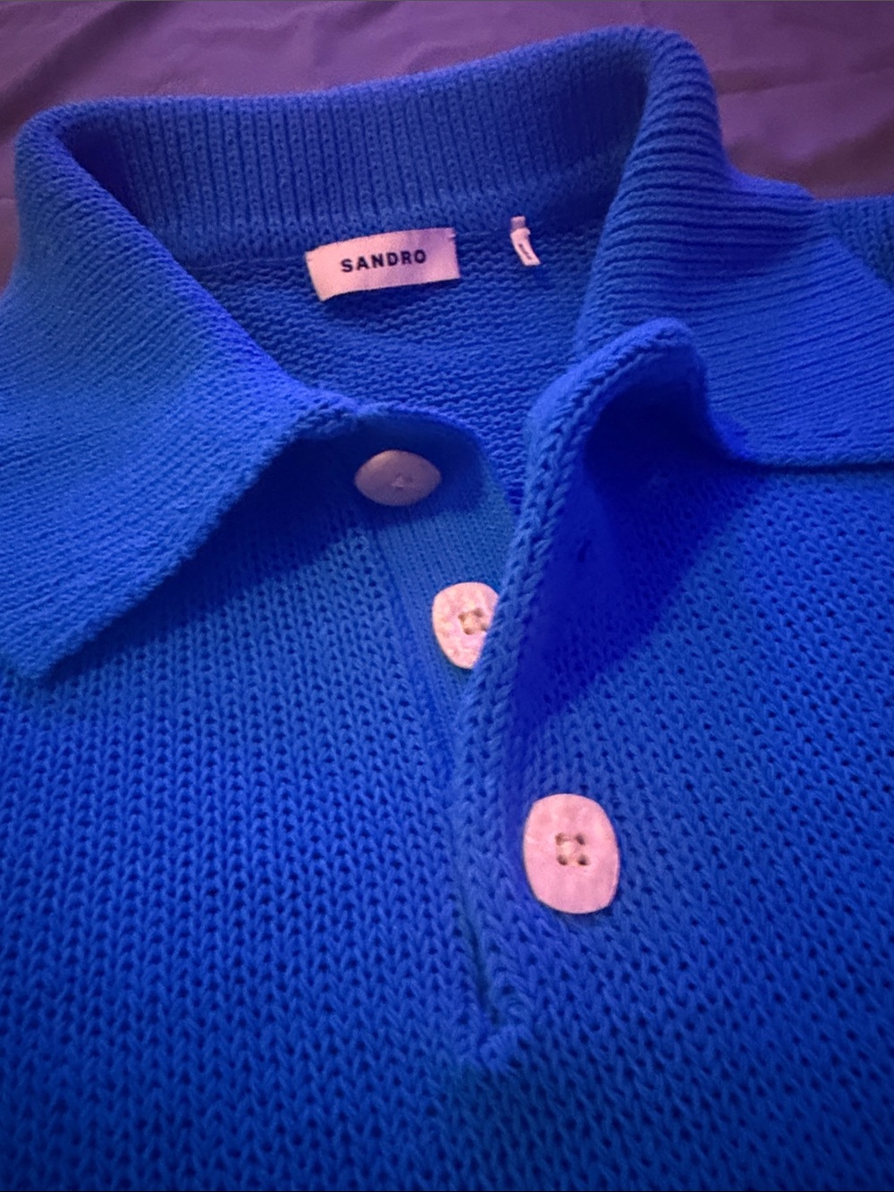Sandro Men's Royal Blue Knit Polo Sweater